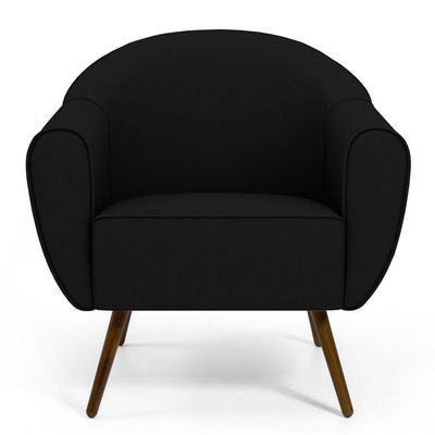 Kit 02 Poltronas Decorativas com Pés Palito Nina D02 Corano Preto C-05 - Lyam Decor