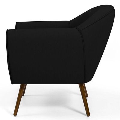 Kit 02 Poltronas Decorativas com Pés Palito Nina D02 Corano Preto C-05 - Lyam Decor
