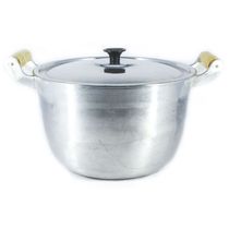 Caldeirão Alumínio Fundido Polido Alça de Madeira 32cm