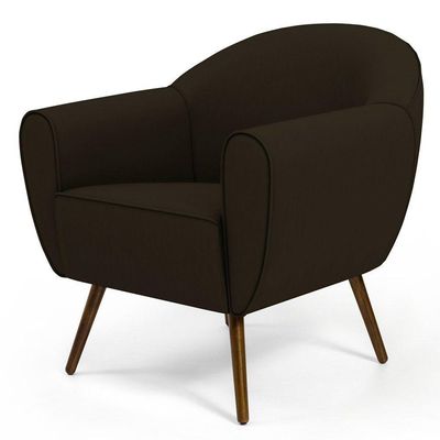 Kit 02 Poltronas Decorativas com Pés Palito Nina D02 Corano Marrom C-34 - Lyam Decor