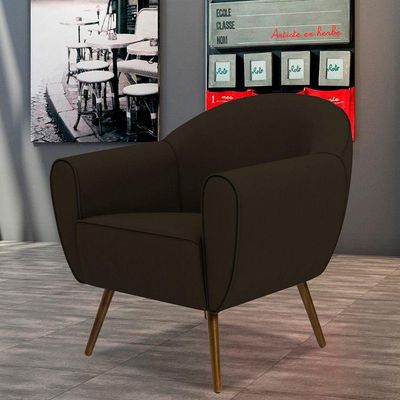 Kit 02 Poltronas Decorativas com Pés Palito Nina D02 Corano Marrom C-34 - Lyam Decor