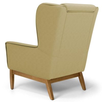 Kit 02 Poltronas Decorativas Para Sala de Estar Milena D02 Base de Madeira Corano Bege Escuro C-19 - Lyam Decor