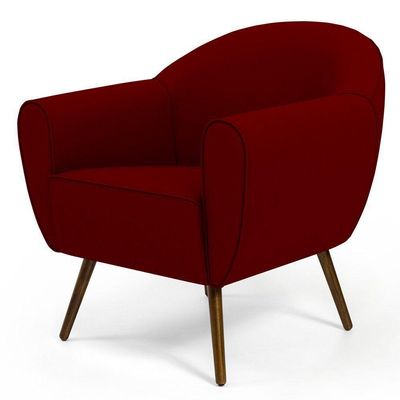 Kit 02 Poltronas Decorativas com Pés Palito Nina D02 Veludo Marsala C-278 - Lyam Decor