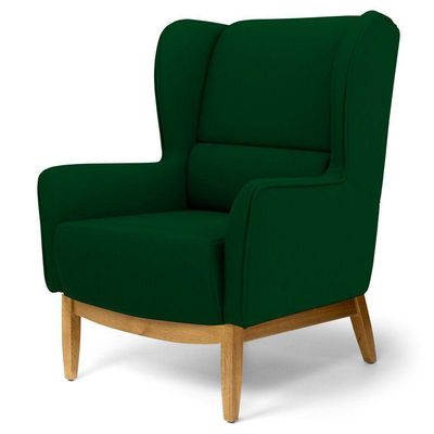 Kit 2 Poltrona Decorativa Sala Estar Milena D02 Base de Madeira Veludo Verde Liso C-303 - Lyam Decor