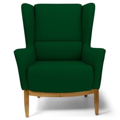 Kit 2 Poltrona Decorativa Sala Estar Milena D02 Base de Madeira Veludo Verde Liso C-303 - Lyam Decor