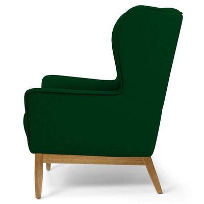 Kit 2 Poltrona Decorativa Sala Estar Milena D02 Base de Madeira Veludo Verde Liso C-303 - Lyam Decor