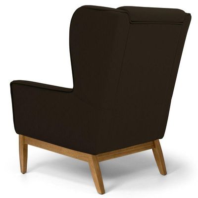 Kit 2 Poltronas Decorativas Sala de Estar Milena D02 Base de Madeira Corano Marrom C-34 - Lyam Decor