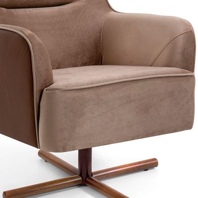 Kit 02 Poltronas Decorativas Base X Giratória Isabella D02 Veludo Bege Escuro C-68 -Lyam Decor