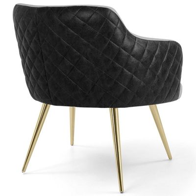 Kit 02 Poltronas Pés Palito D'Ouro Jade D02 Linho Cinza D-315 Tressê Corano Preto - Lyam Decor