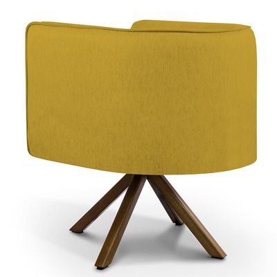 Kit 02 Poltronas Decorativa Base Giratória de Madeira Betina D02 Veludo Mostarda C-279 - Lyam Decor