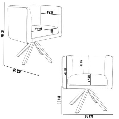 Kit 02 Poltronas Decorativa Base Giratória de Madeira Betina D02 Veludo Mostarda C-279 - Lyam Decor