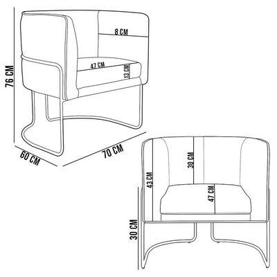Kit 02 Poltronas Decorativas Fixa Base de Aço Preto Betina D02 Linho Verde Musgo C-117 - Lyam Decor