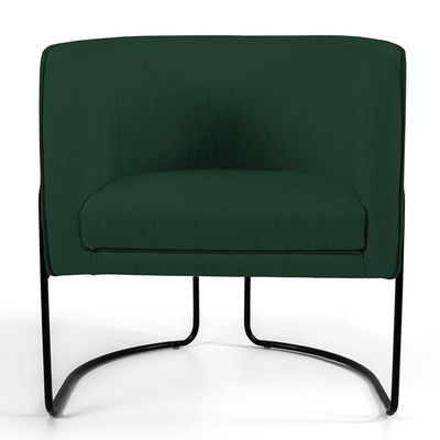Kit 02 Poltronas Decorativas Fixa Base de Aço Preto Betina D02 Linho Verde Musgo C-117 - Lyam Decor