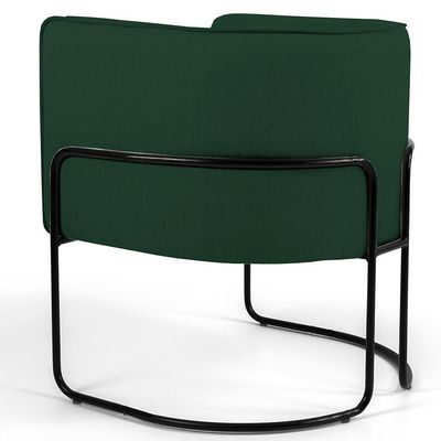 Kit 02 Poltronas Decorativas Fixa Base de Aço Preto Betina D02 Linho Verde Musgo C-117 - Lyam Decor