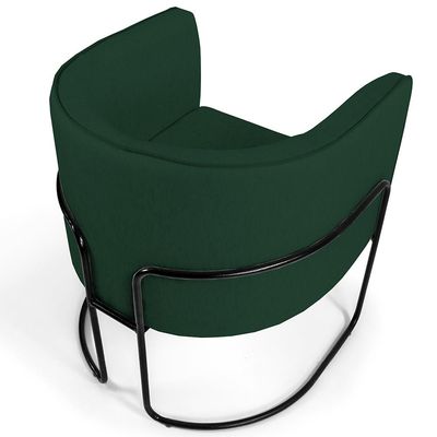 Kit 02 Poltronas Decorativas Fixa Base de Aço Preto Betina D02 Linho Verde Musgo C-117 - Lyam Decor