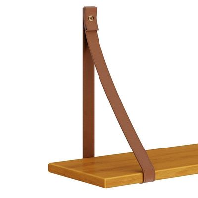 Kit 2 Prateleiras Luna 66,6cm Savana Fosco Com Alças De Couro - Reller Móveis Savana Fosco