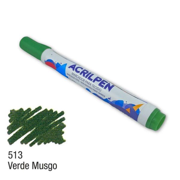 Caneta Marcador Para Tecido Acrilpen Verde Musgo