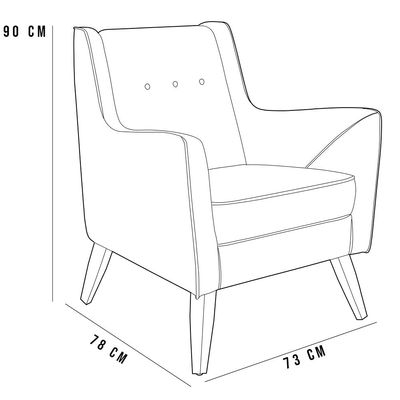 Poltrona Decorativa com Pés de Madeira Taroba D02 Linho Bege C-107 - Lyam Decor