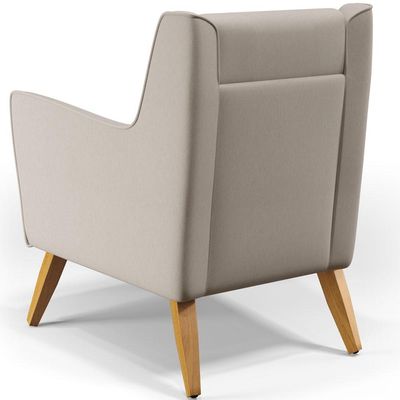 Poltrona Decorativa com Pés de Madeira Taroba D02 Linho Bege C-107 - Lyam Decor