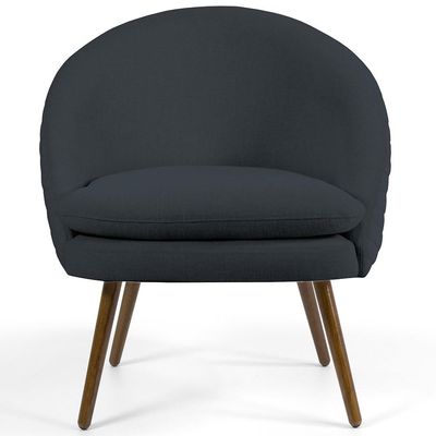 Kit 02 Poltronas Decorativas Fixa Pés Palito Rafa D02 Tressê Linho Chumbo D-465 - Lyam Decor