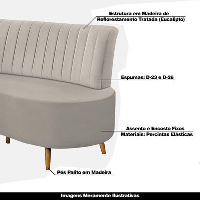 Sofá Decorativo 1,60M 2 Lugares Katara Veludo Bege - Gran Belo