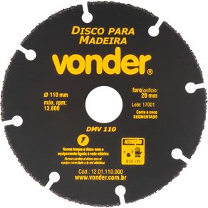 Disco de Corte para Madeira 110mm Dmv 110 - Vonder