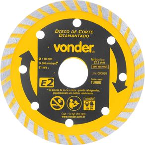 Disco Diamantado 110mm E2 Furo 22 - Vonder