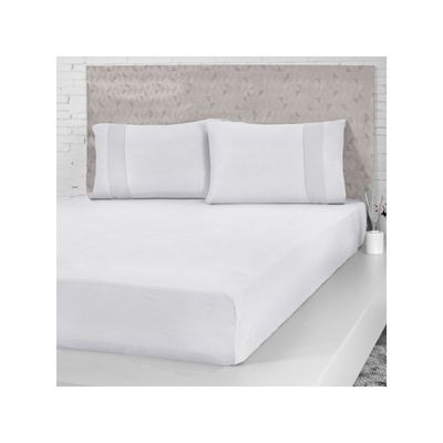 Lençol de Elastico CASAL Branco Algodao Fio Penteado 1un