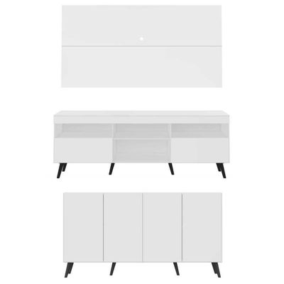 Conjunto Sala De Estar Rack Painel Tv 65 e Aparador Retrô