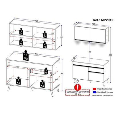 Cozinha Compacta 2 Peças c/Leds Veneza Up Multimóveis Preta