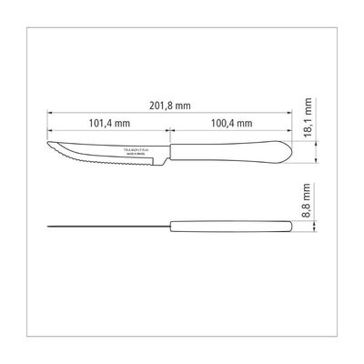 Kit 3 Faca Churrasco Tramontina Leme Inox Azul Oceano 4