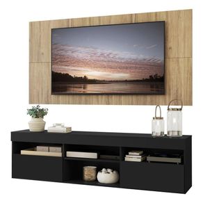 Rack C/ Painel Tv 65 Suspenso e 2 Portas Preto/Rustic