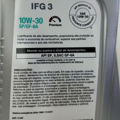 Óleo Lubrificante do Motor Idemistu 10W30 100% Mineral API SN 1L