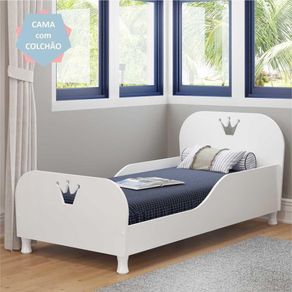 Cama Solteiro Colchão Incluso Mdf Realeza Multimóveis Branco