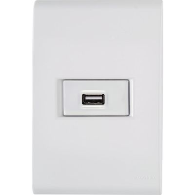 Conjunto 4x2 com 1 Tomada USB 1,5 A Bivolt Tramontina Liz Branco