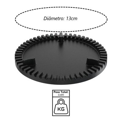 Queimador Simples Completo Fogão Industrial Ferro N03 13cm