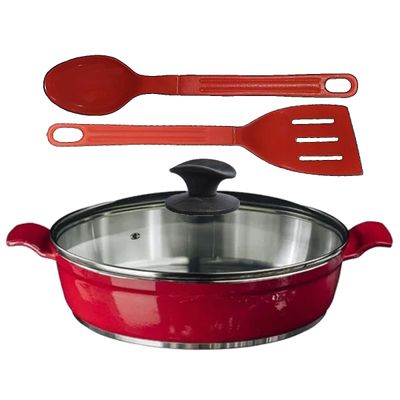 Frigideira Vermelho Alumínio Fundido Usinado Talher03 AA30cm