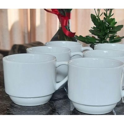 Xícara De Chá Empilhável 200 ml Porcelana Branca Bar e Hotel