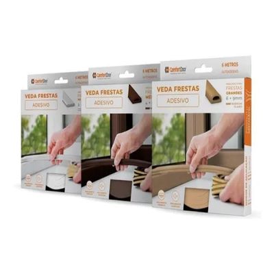 Veda Frestas Auto Adesivo Para Porta Janelas 6mm Comfort Door 6 Metros Preto