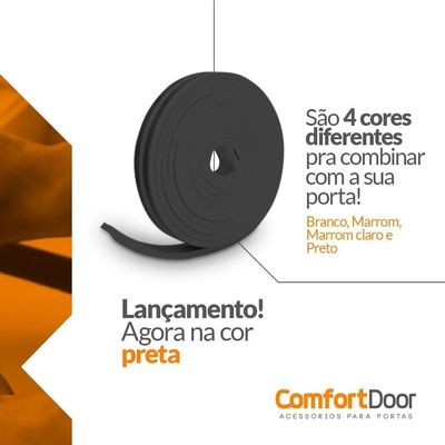Veda Frestas Auto Adesivo Para Porta Janelas 6mm Comfort Door 6 Metros Preto