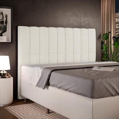 Cabeceira Cama Box Casal Queen 160 cm Dália W01 Linho Champagne - Lyam Decor