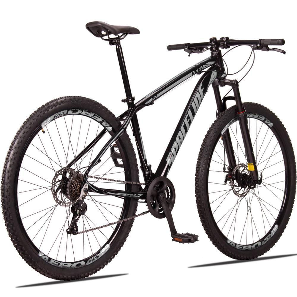Bicicleta 29 Spaceline Vega 21V Câmbio Shimano Preto+Cinza
