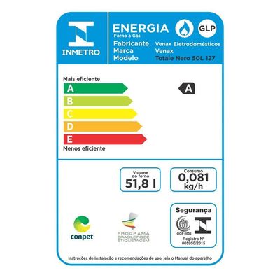 Forno De Embutir A Gas Venax 50 Litros Giii Gas Glp Totale Nero Preto 127V