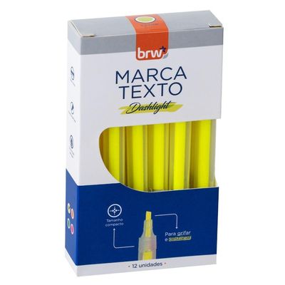 Caixa Marca Texto Fluorescente Transparente 12 Unidades Brw Amarelo