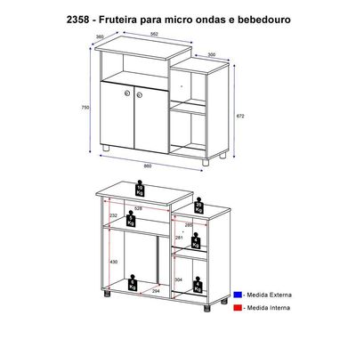 Balcão para Forno e Microondas Branco Premium Multimóveis