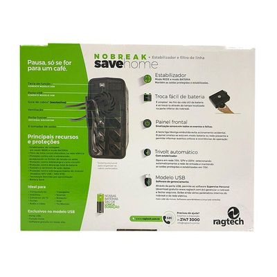 Nobreak 600Va Ragtech Home Std-Ti Entrada Trivolt Saída 115v Bivolt