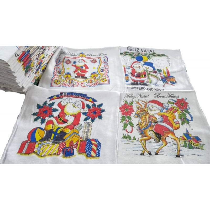 Pano de Copa Lomaer Sacaria Estampado Natal 24 Unidade Branco