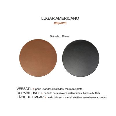 Jogo Americano Mini Redondo Marrom Preto Dupla Face Cafeteria 10un