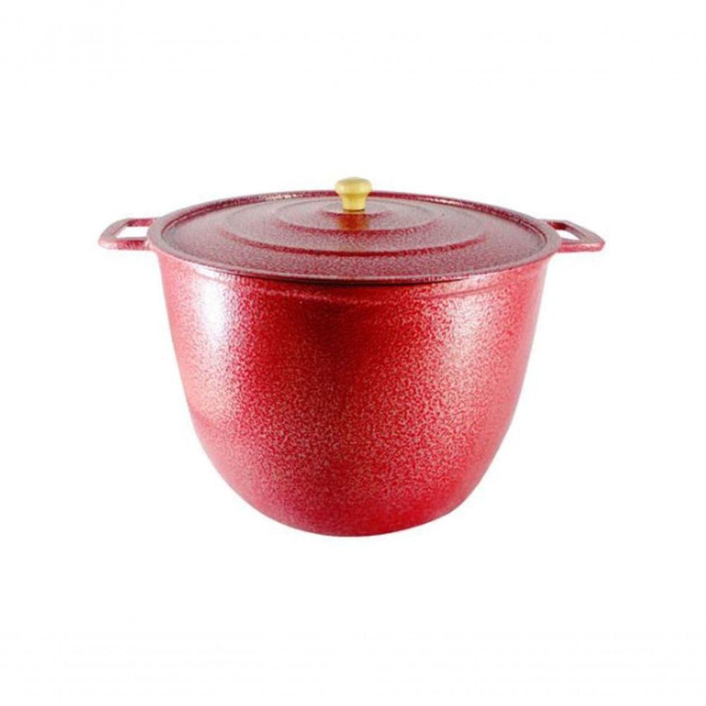 Caldeirão Alça Alumínio Com Tampa 16,7L 34Cm Vermelho