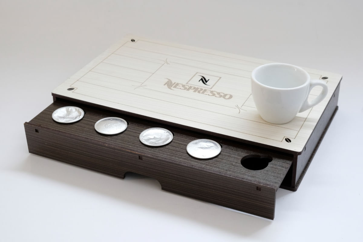 Caixa Porta Cápsulas Café Nespresso com Gaveta Mdf 31x20x5cm